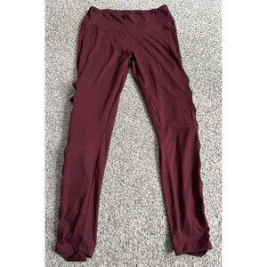 Women's Burgundy Express Leggings With Side Cutouts, Size Medium
